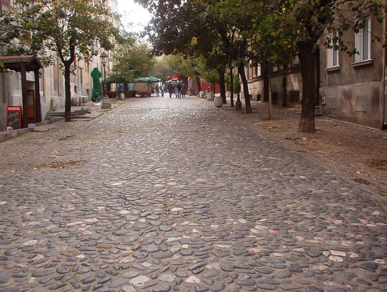 Placing cobblestones